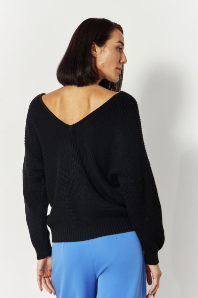 Свитер с V-вырезом (one size, черный)